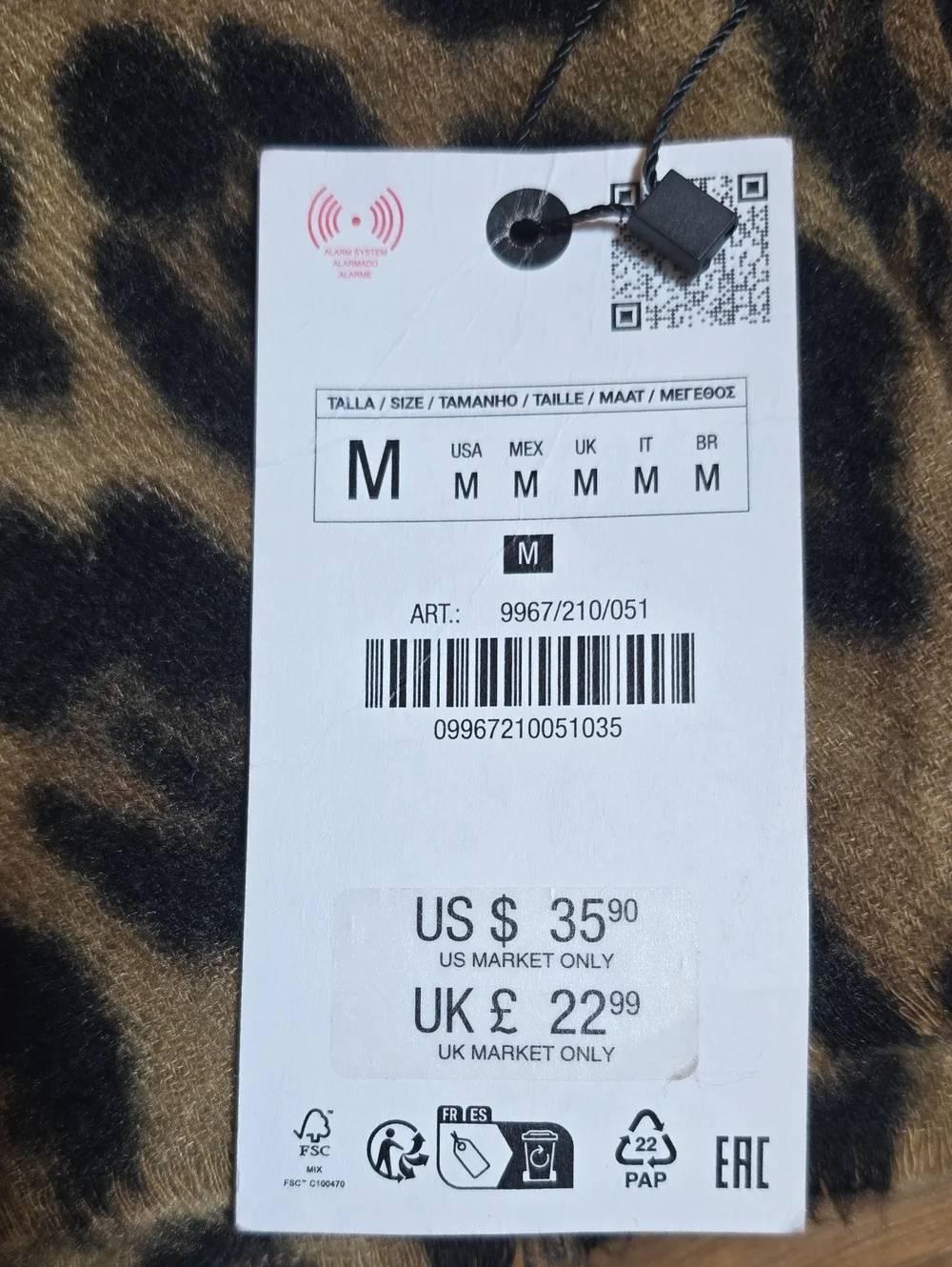 Zara Leopard Print Shawl Wrap Jacket